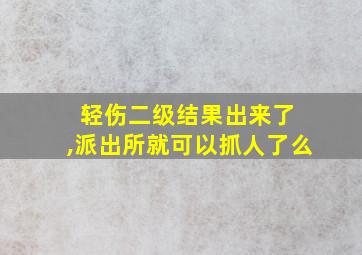 轻伤二级结果出来了 ,派出所就可以抓人了么